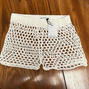 Olivaceous Womens Shorts Crocheted White Medium Swim Suit Cover-Up Layer